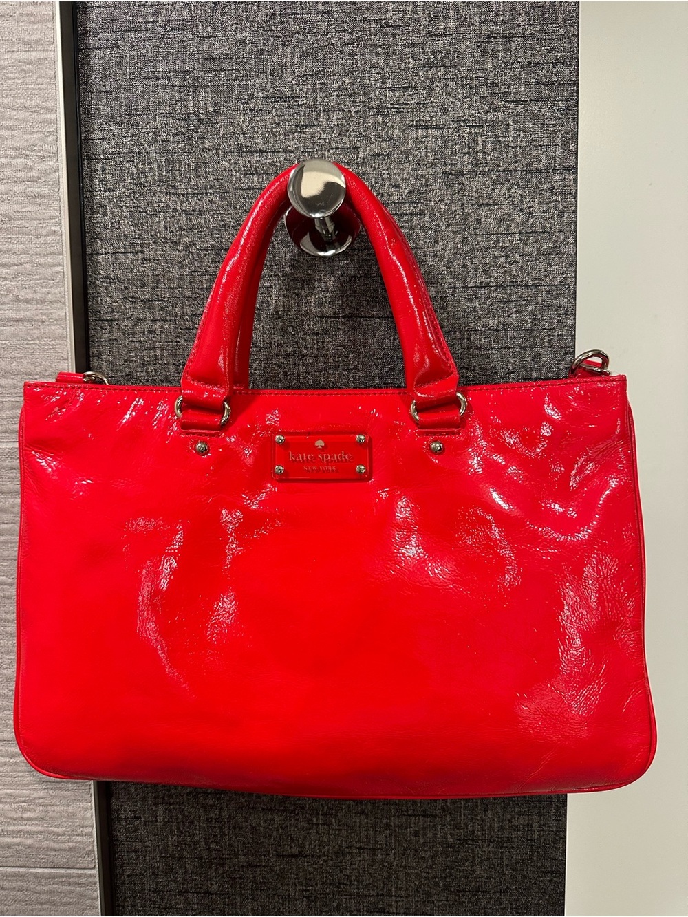kate spade Red Patent Leather Satchel with Top Handles